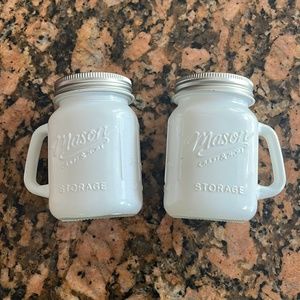 White Mason Jar Salt & Pepper Shakers